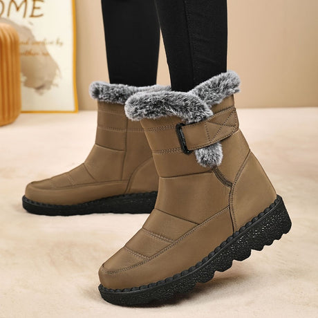 Women's Faux-Fur Trimmed Snow Boots - Blue - Size 10(AU10/EU38)
