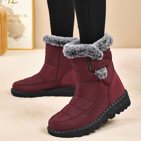 Women's Faux-Fur Trimmed Snow Boots - Coffee - Size 10(AU10/EU38)