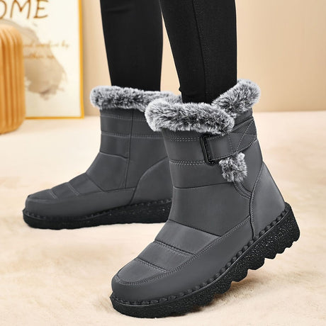 Women's Faux-Fur Trimmed Snow Boots - Gray - Size 10(AU10/EU38)