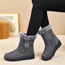 Women's Faux-Fur Trimmed Snow Boots - Gray - Size 8(AU8/EU36)