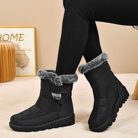 Women's Faux-Fur Trimmed Snow Boots - Gray - Size 8(AU8/EU36)