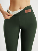 Solid Color Thickened Casual Sports Leggings - Black - Size 12(AU12/EU40)