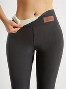 Solid Color Thickened Casual Sports Leggings - Black - Size 16(AU16/EU44)