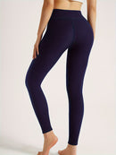 Solid Color Thickened Casual Sports Leggings - Blue - Size 18(AU18/EU46)