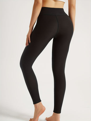 Solid Color Thickened Casual Sports Leggings - Blue - Size 8(AU8/EU36)