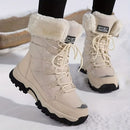 Women's long-sleeve snow boots, winter, fleece-lined, warm, outdoor, snow, sports shoes, minus temperature, cold, women's high-top shoes, casual, daily, leisure, hiking boots, slip-resistant, wear-resistant, large size, women's shoes, - Khaki - Size 10(AU