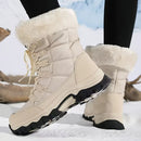 Women's long-sleeve snow boots, winter, fleece-lined, warm, outdoor, snow, sports shoes, minus temperature, cold, women's high-top shoes, casual, daily, leisure, hiking boots, slip-resistant, wear-resistant, large size, women's shoes, - Khaki - Size 9(AU9