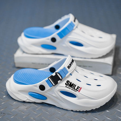 Unisex Clog Sandals Open Toe Slip-On Sandals Soft Sole Walking Shoes Outdoor - Beige - Size 9(AU9/EU42)