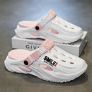 Unisex Clog Sandals Open Toe Slip-On Sandals Soft Sole Walking Shoes Outdoor - Black and white - Size 11(AU11/EU44)