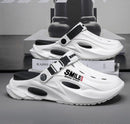 Unisex Clog Sandals Open Toe Slip-On Sandals Soft Sole Walking Shoes Outdoor - White and black - Size 8(AU8/EU41)