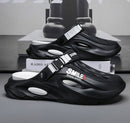 Unisex Clog Sandals Open Toe Slip-On Sandals Soft Sole Walking Shoes Outdoor - White and black - Size 8(AU8/EU41)