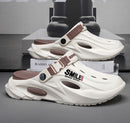 Unisex Clog Sandals Open Toe Slip-On Sandals Soft Sole Walking Shoes Outdoor - White and black - Size 8(AU8/EU41)