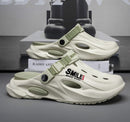 Unisex Clog Sandals Open Toe Slip-On Sandals Soft Sole Walking Shoes Outdoor - White and black - Size 8(AU8/EU41)