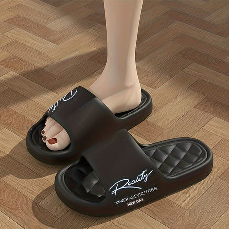 EVA One-Step-On Slippers - All-Season Unisex Design - Black - Size 9(AU9/EU42)