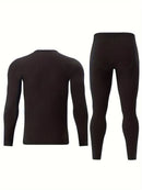 Men's Thermal Underwear Set 2-Piece Long Sleeve Top & High-Waist Pants - Blue - Size M(AU M/EU48)