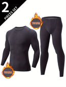 Men's Thermal Underwear Set 2-Piece Long Sleeve Top & High-Waist Pants - Gray - Size M(AU M/EU48)