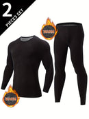 Men's Thermal Underwear Set 2-Piece Long Sleeve Top & High-Waist Pants - Gray - Size M(AU M/EU48)