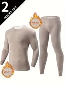 Men's Thermal Underwear Set 2-Piece Long Sleeve Top & High-Waist Pants - Gray - Size XL(AU XL/EU52)