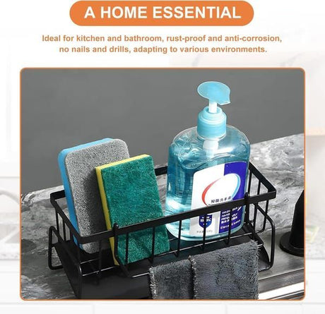 Black Sink Side Storage Rack Kitchen Sink Organiser Space Saving Kitchen Rack Under
