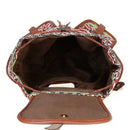 Brown Gray Bohemian Backpack Canvas Backpack Retro Tribal Patterns Leather Strap Backpack