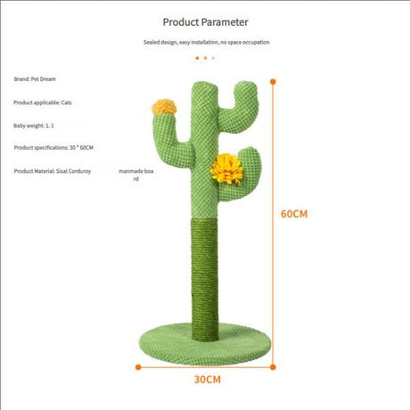 Green Black Cat Scratching Post Cactus Cat Toy Cat Furniture Cat Scratcher Cat Claw Care