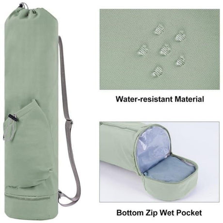 Green Beige Yoga Mat Bag Green Yoga Bag Yoga Mat Carrier Pilates Bag Fitness Accessories