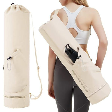 Beige Black Beige Yoga Mat Bag Yoga Mat Carrier Pilates Bag Fitness Accessory Yoga