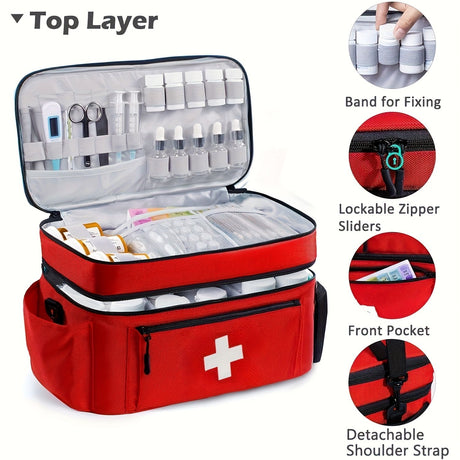 Red Blue First Aid Kit Bag Emergency Medical Storage High-Quality First Aid Bag