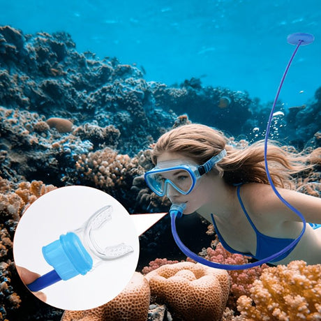 Blue Navy 2-Meter Snorkel Anti-Choke Snorkel Single Head Breathing Apparatus Double Head