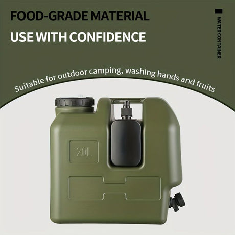 Green 20L Water Container Camping Water Container Outdoor Water Storage Portable