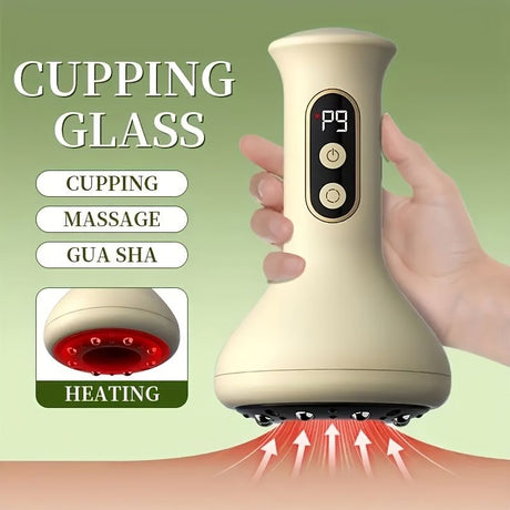 Cupping Glass Massage Tool Gua Sha Heating Relaxation Wellness Device Muscle