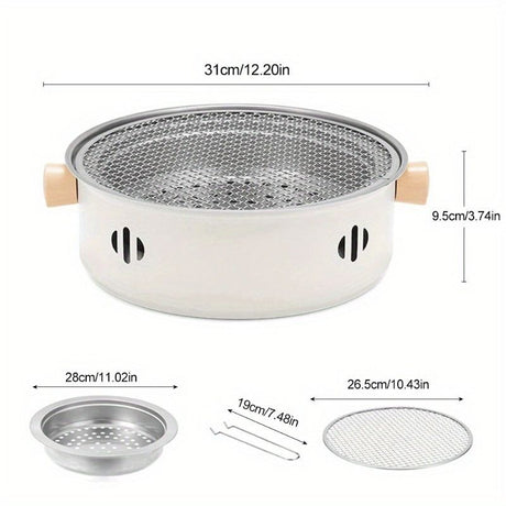 White Black Portable Barbecue Grill Stainless Steel Grill Desktop Grill Camping Grill