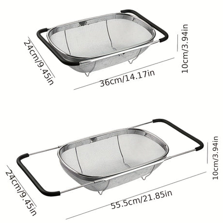 Black Gray Over-Sink Colander Stainless Steel Colander Kitchen Sink Colander Fruit And