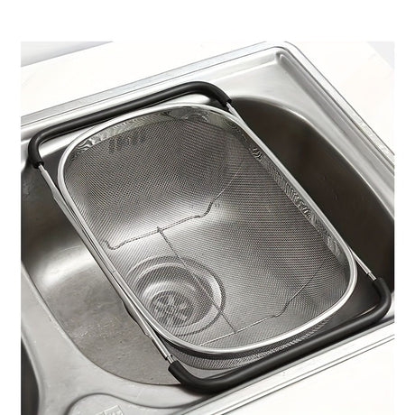 Black Gray Over-Sink Colander Stainless Steel Colander Kitchen Sink Colander Fruit And