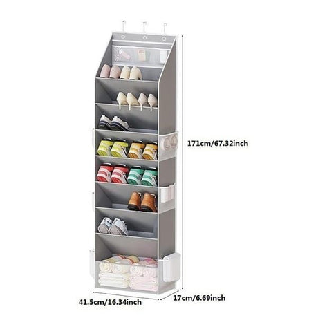 Gray Black Over-The-Door Shoe Organizer Shoe Storage Home Organization Space-Saving