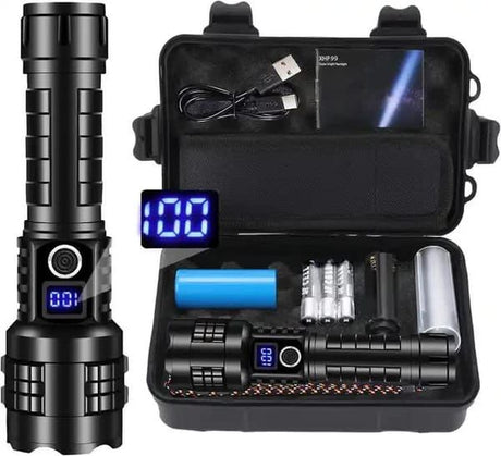 Black Gray LED Flashlight Digital Display Flashlight High-Intensity Flashlight Flashlight