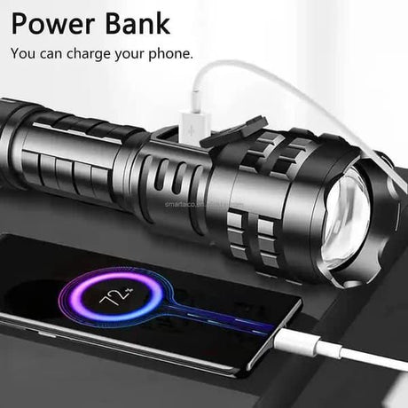Black Gray LED Flashlight Digital Display Flashlight High-Intensity Flashlight Flashlight
