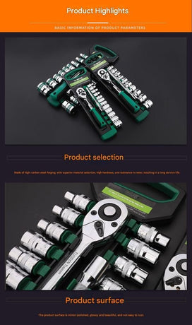 Gray Tool Socket Set 12.5mm Socket Set Mirror Finish Sockets 24-Tooth Ratchet Large