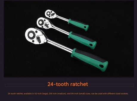 Gray Tool Socket Set 12.5mm Socket Set Mirror Finish Sockets 24-Tooth Ratchet Large