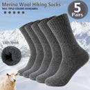 Gray Black Merino Wool Hiking Socks 5 Pack Hiking Socks Moisture Wicking Socks Breathable