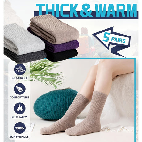 Black Merino Wool Hiking Socks 5 Pairs Hiking Socks Outdoor Socks Australia Warm