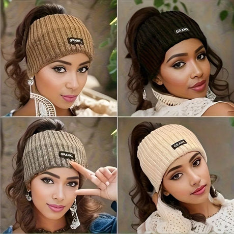 Black Pink Women'S Headbands Elastic Headbands Winter Ear Warmers Solid Color Headbands