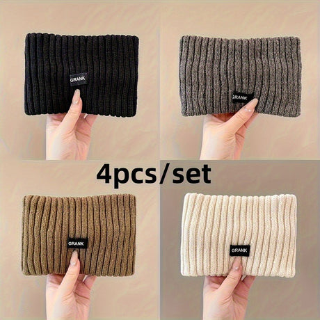 Black Pink Women'S Headbands Elastic Headbands Winter Ear Warmers Solid Color Headbands