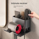 Wall-Mounted Hair Dryer Holder with Storage Compartment