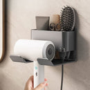 Wall-Mounted Hair Dryer Holder with Storage Compartment