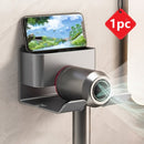 Wall-Mounted Hair Dryer Holder with Storage Compartment