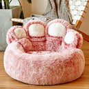 Red Double-Silk Red Fleece Dog Bed with Paw Design, 90cm Diameter
