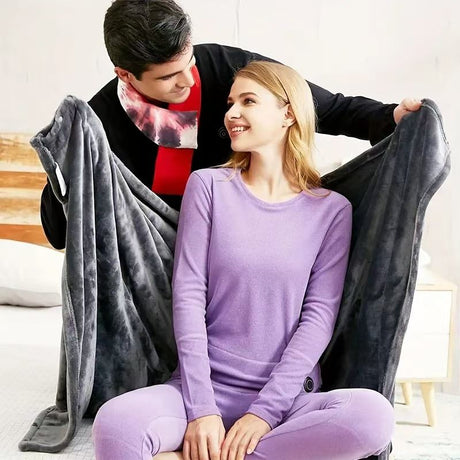 Gray Heated Wearable Blanket with Carbon Fiber Core & Adjustable Heat