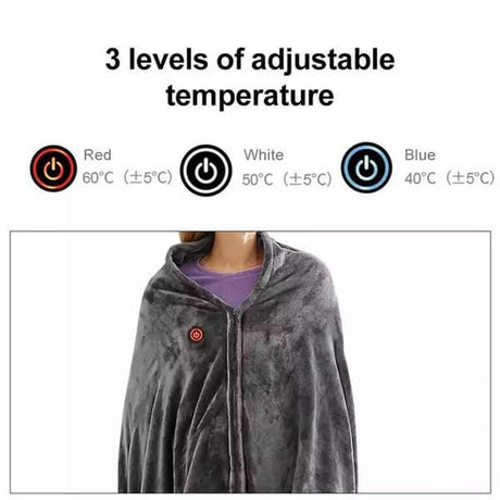 Gray Heated Wearable Blanket with Carbon Fiber Core & Adjustable Heat