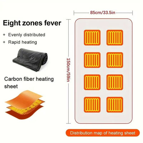 Gray Heated Wearable Blanket with Carbon Fiber Core & Adjustable Heat